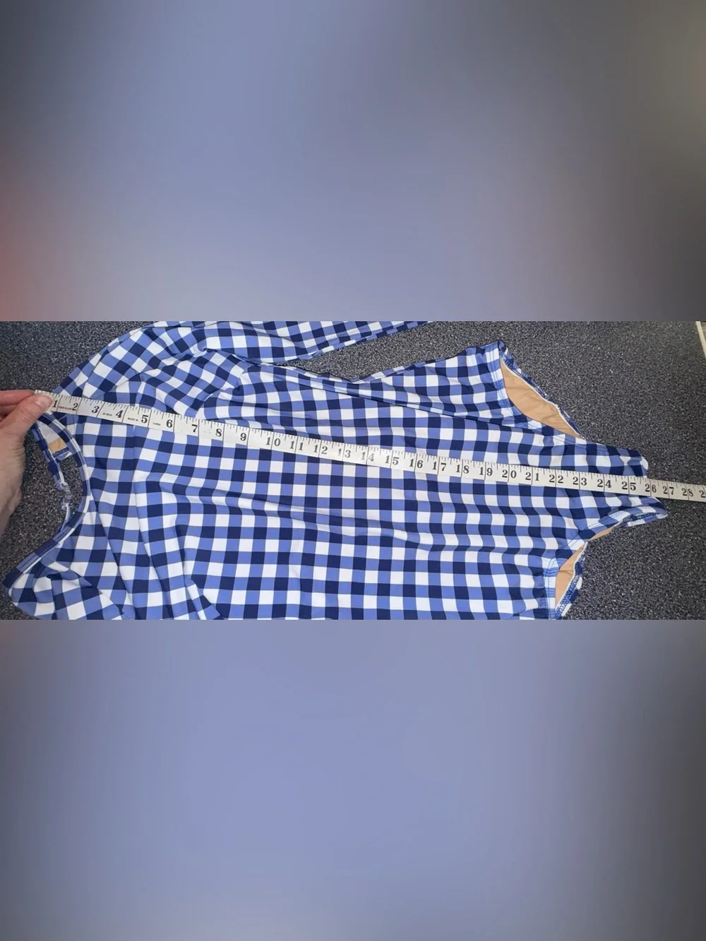 Kandi Kouture Dance Leotard Blue & White Gingham Long-Sleeve Size Adult Small